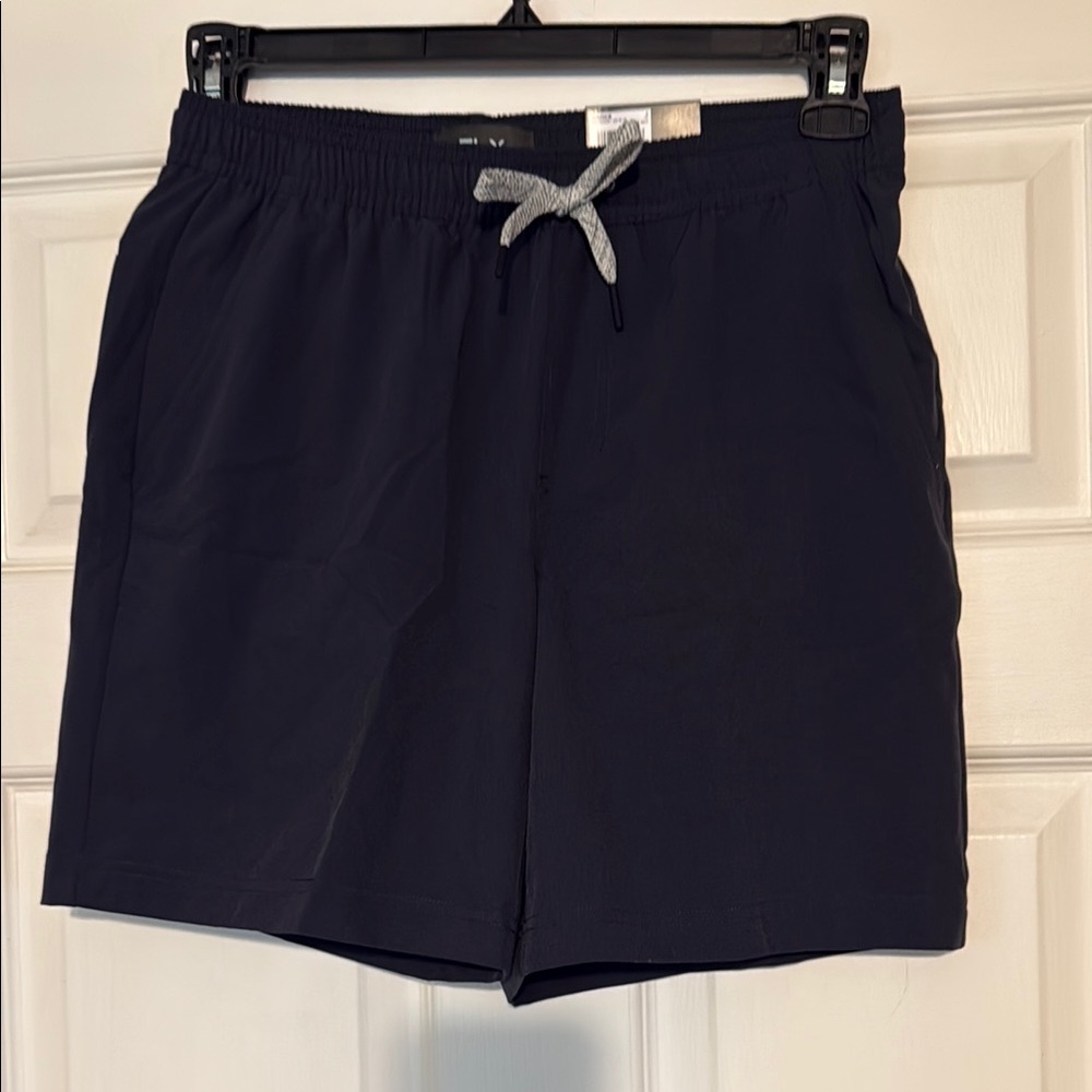 Men's Navy Elastic Waist Swim Shorts with Contrast Drawstring